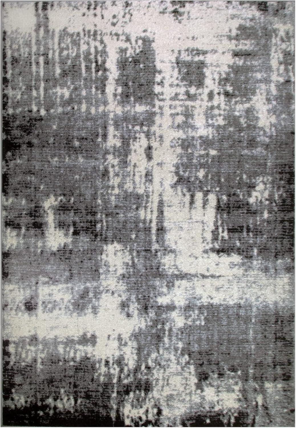 image:imageLeick Home Allerick Area Rug in Vintage Faded Abstract Gray with Rug Pad for Living Room Bedroom Office Rectangle 53 x 77