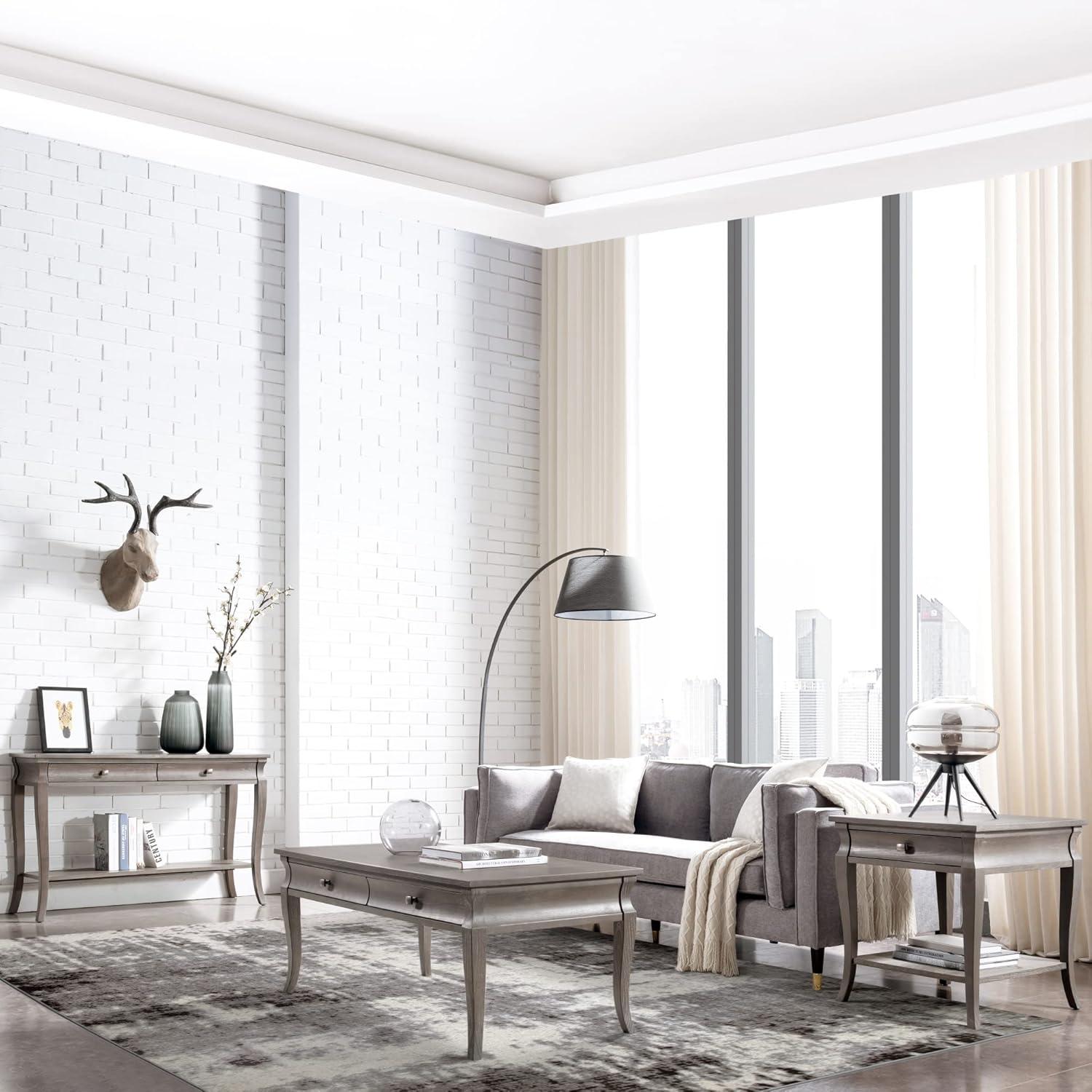 image:imageLeick Home Allerick Area Rug in Vintage Faded Abstract Gray with Rug Pad for Living Room Bedroom Office Rectangle 53 x 77