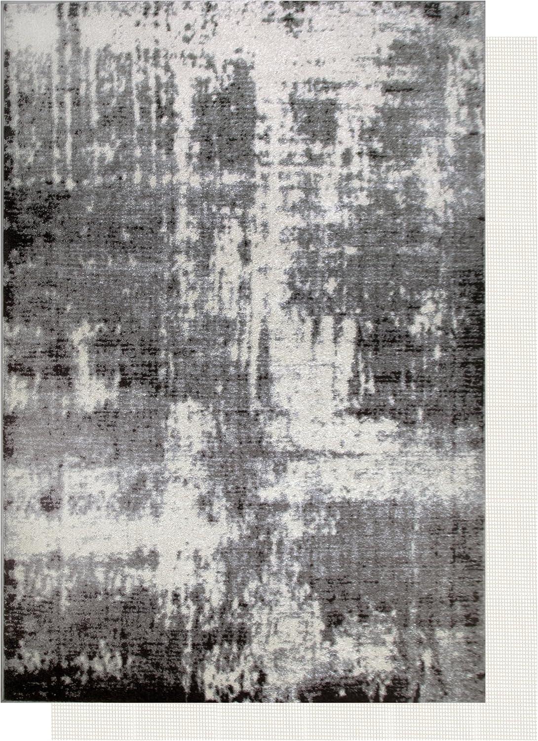 image:imageLeick Home Allerick Area Rug in Vintage Faded Abstract Gray with Rug Pad for Living Room Bedroom Office Rectangle 710 x 10