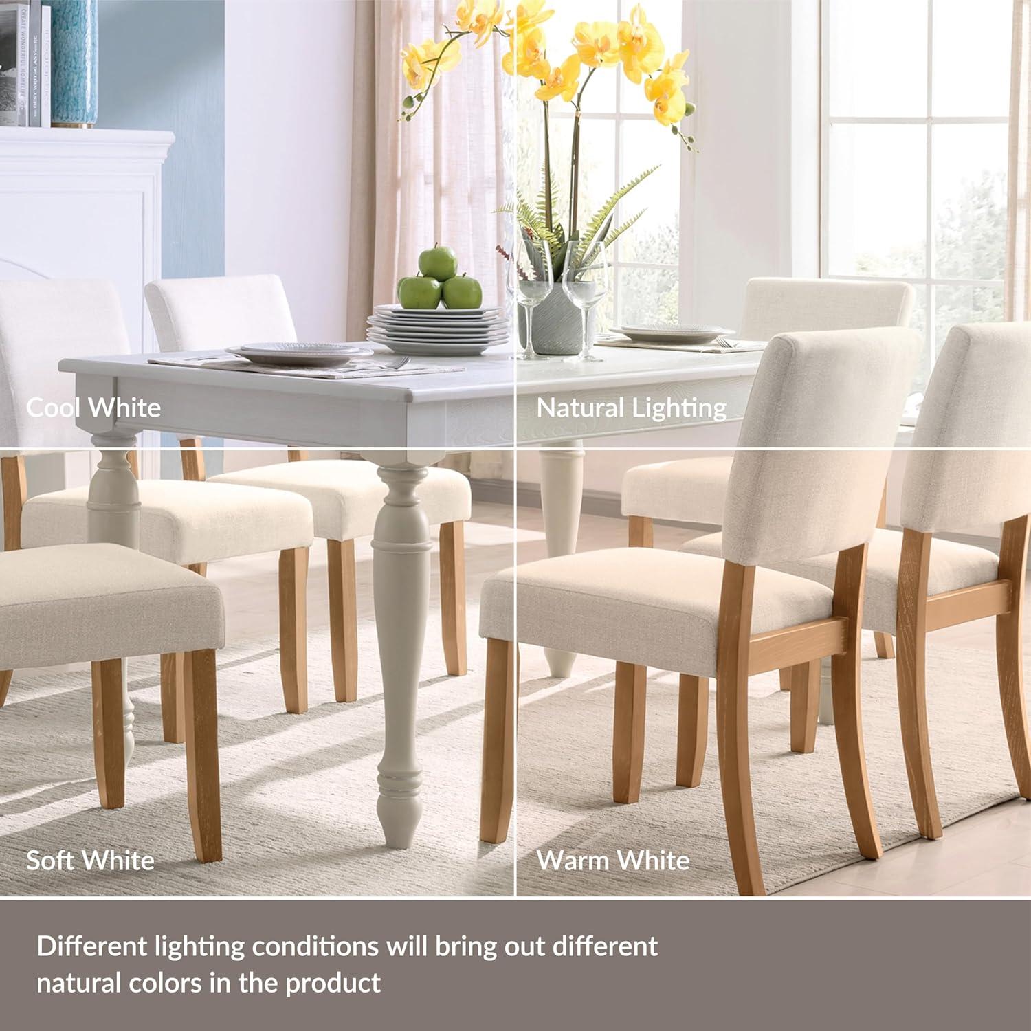 image:imageLeick Home Brax Dining Chair with Upholstered Back and Wood Base Set of 2 for Dining Room Modern Chairs in Natural White Sand 214452