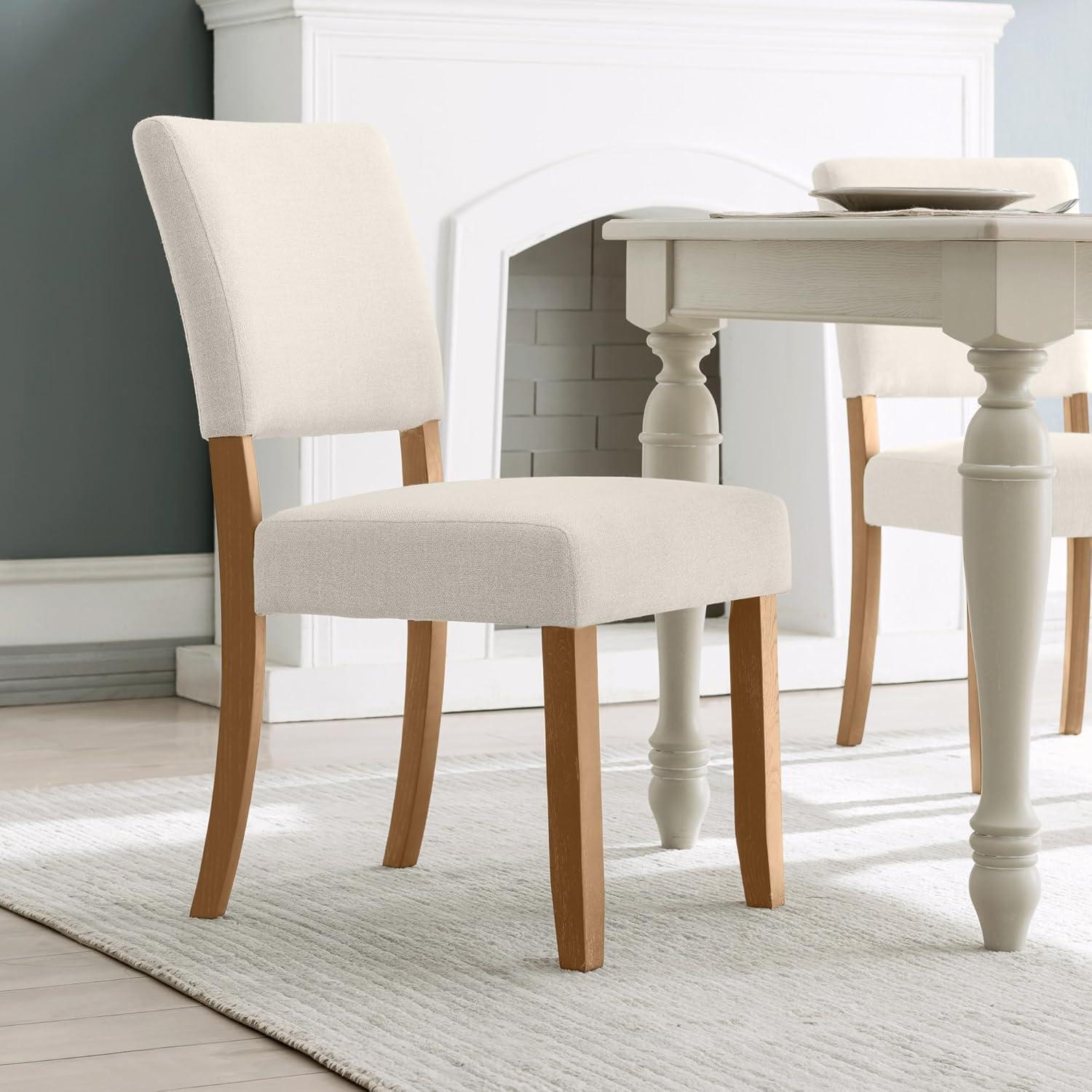image:imageLeick Home Brax Dining Chair with Upholstered Back and Wood Base Set of 2 for Dining Room Modern Chairs in Natural White Sand 214452