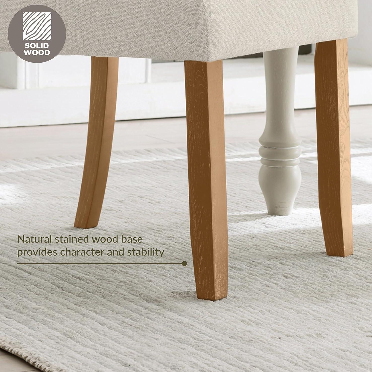 image:imageLeick Home Brax Dining Chair with Upholstered Back and Wood Base Set of 2 for Dining Room Modern Chairs in Natural White Sand 214452