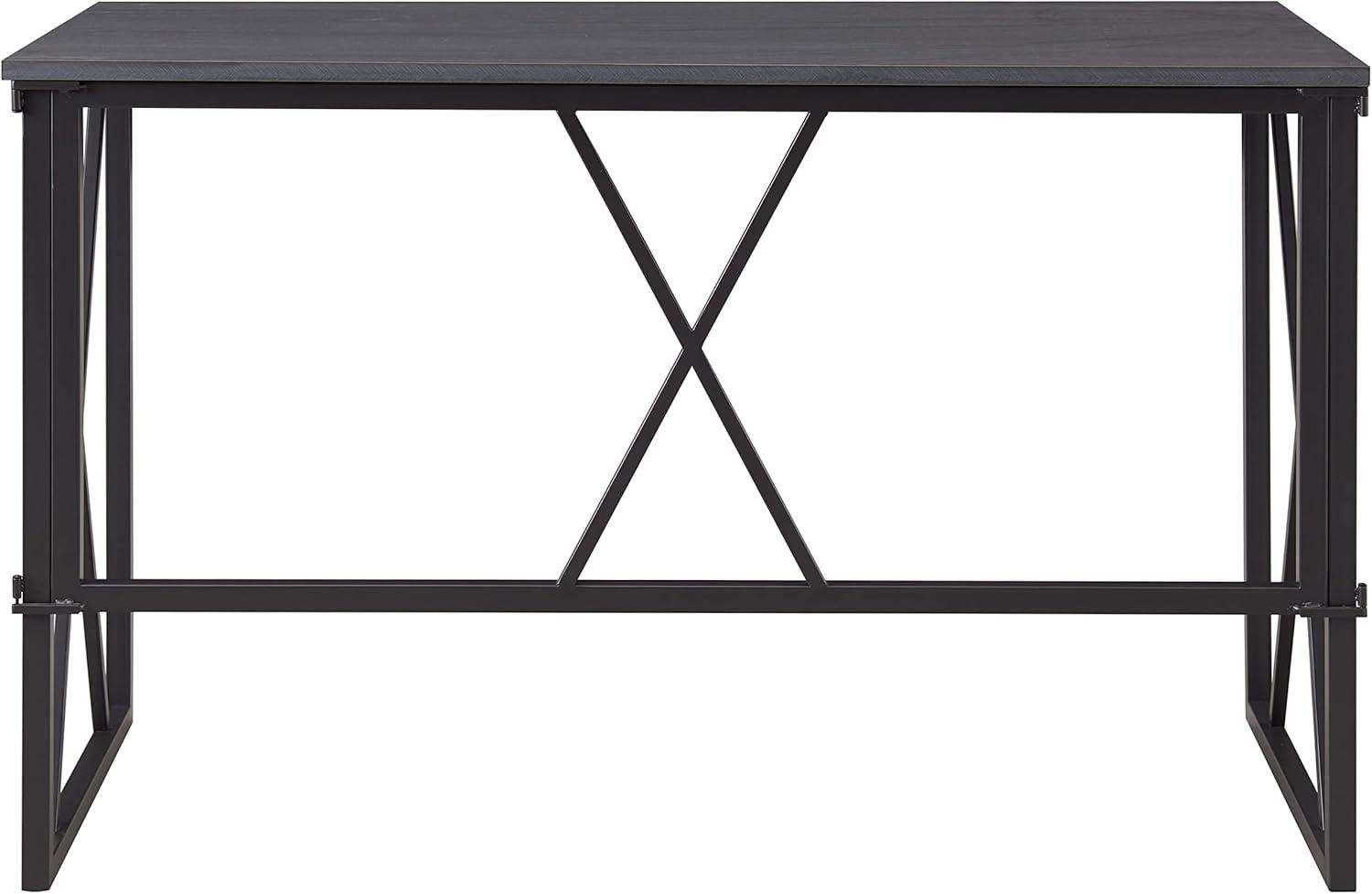 image:imageLeick Home Collapsible X Writing Computer Desk Space Saving for Bedroom Home Office Small Spaces Fully Assembled in Gray HerringboneMatte Black 70002BLKNK