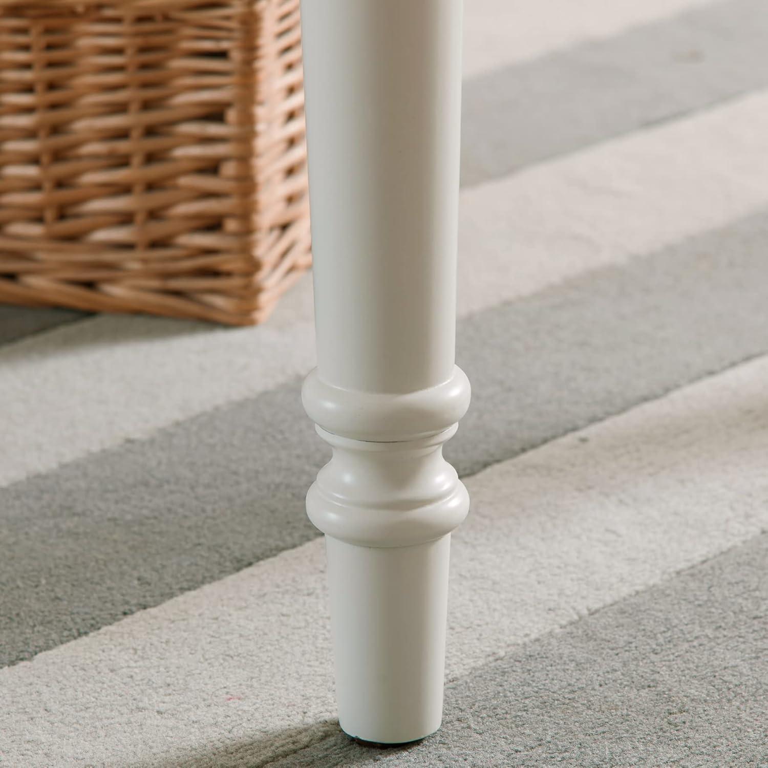 image:imageLeick Home Cottage White Turned leg Laptop Desk with Center Drawer WhiteCottage White