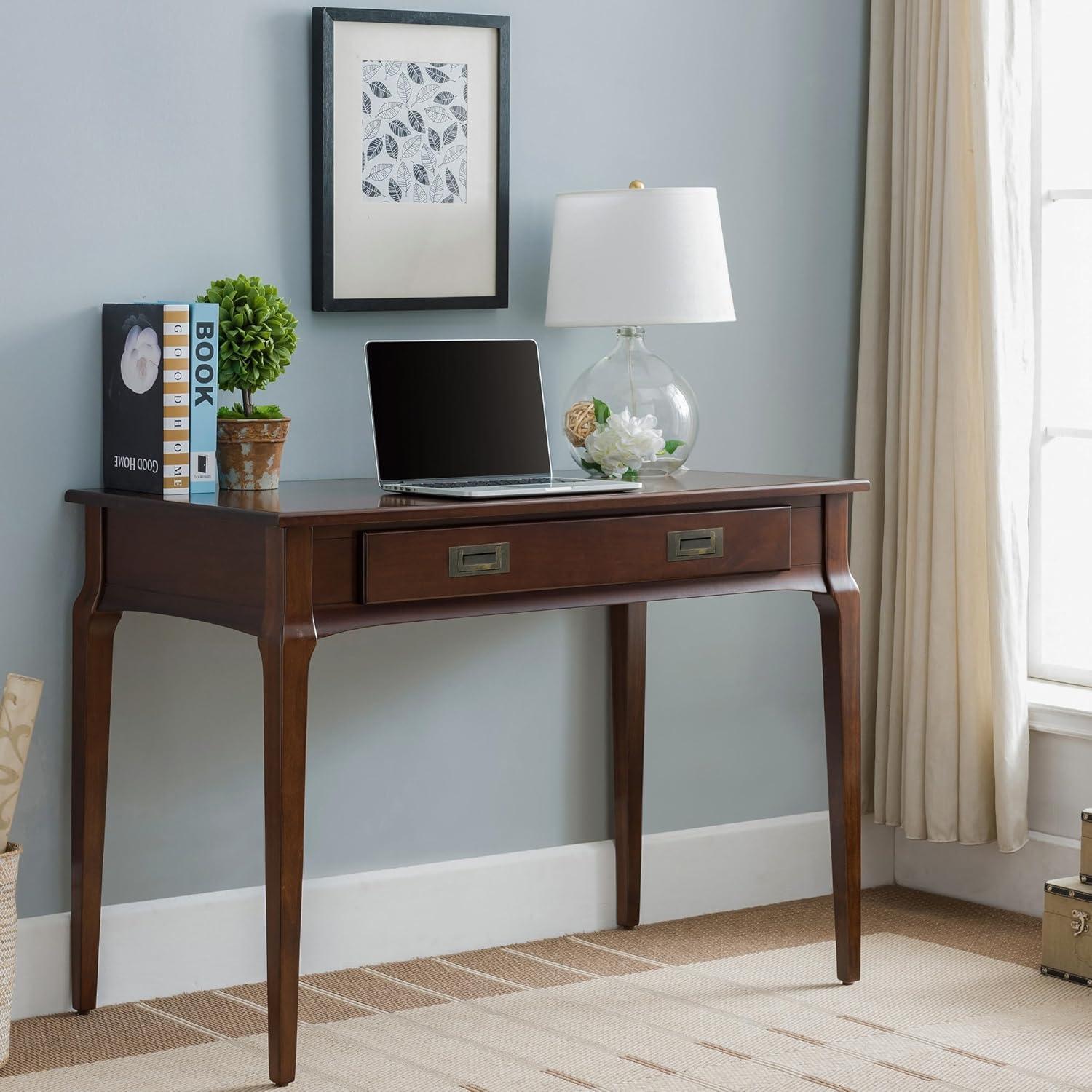 image:imageLeick Home Cottage White Turned leg Laptop Desk with Center Drawer WhiteHeartwood Cherry