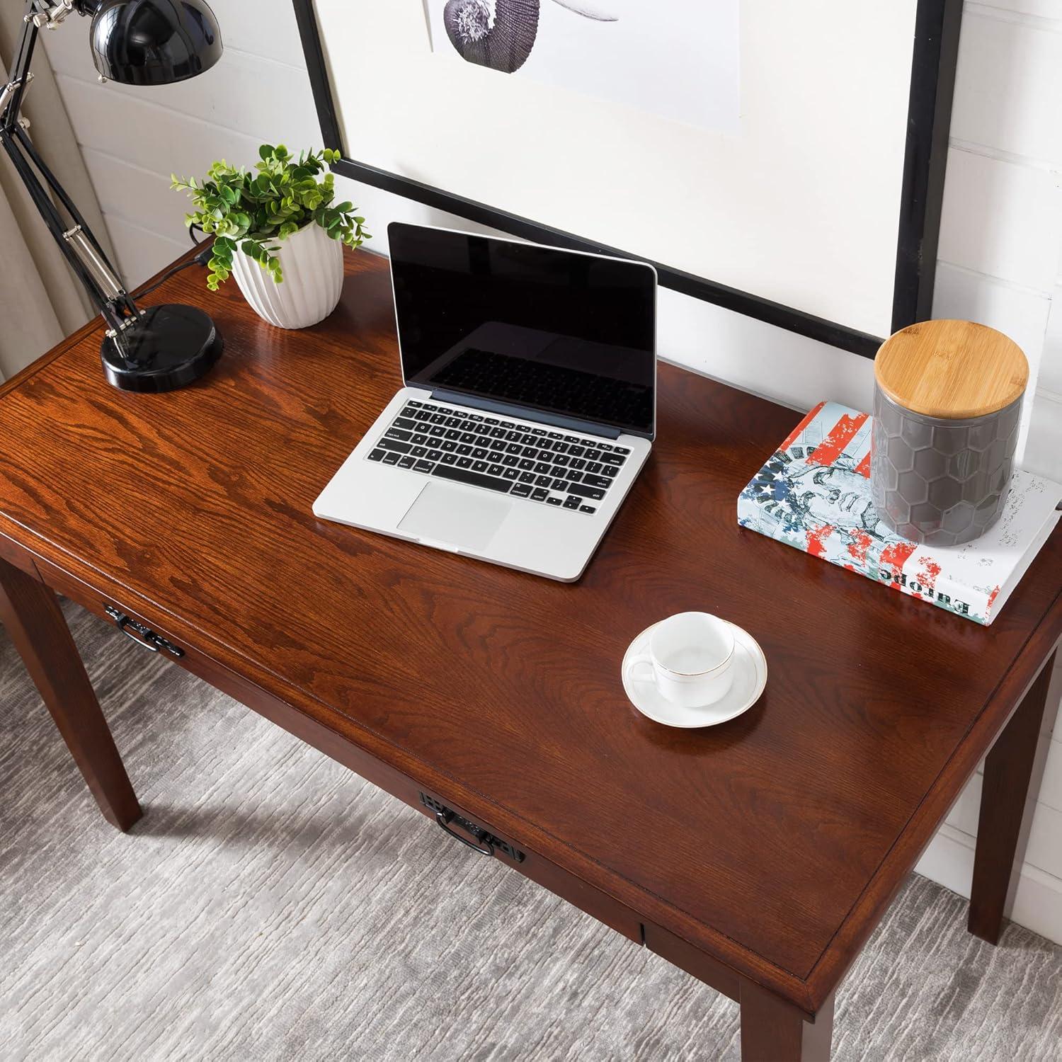 image:imageLeick Home Cottage White Turned leg Laptop Desk with Center Drawer WhiteMission Oak