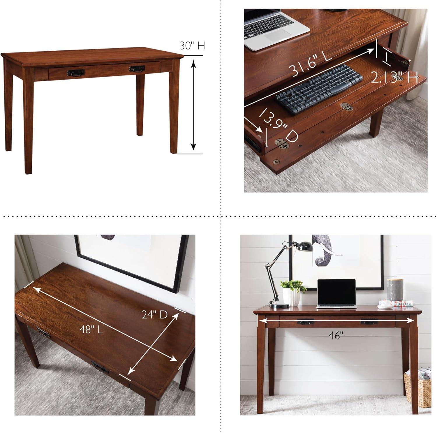 image:imageLeick Home Cottage White Turned leg Laptop Desk with Center Drawer WhiteMission Oak