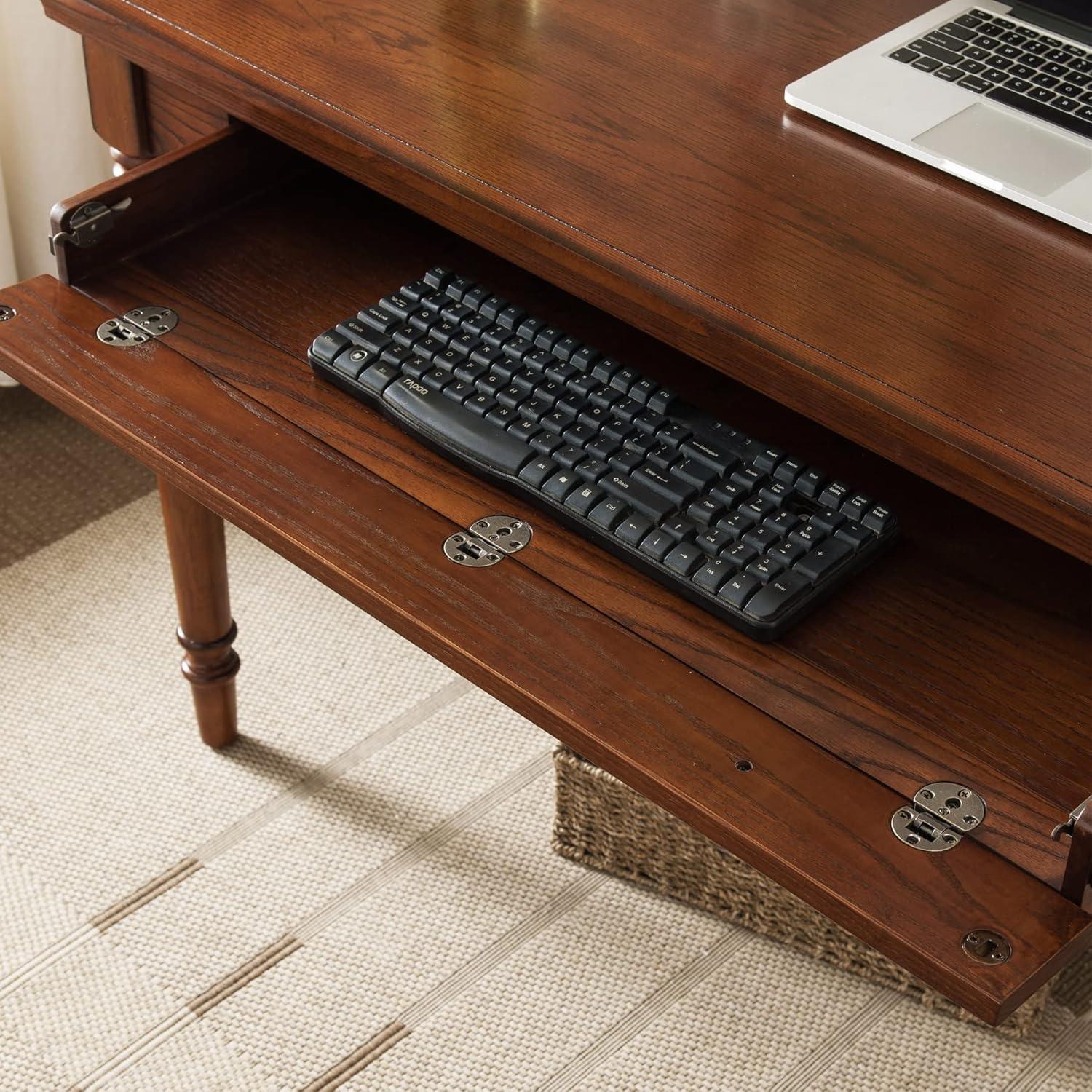 image:imageLeick Home Cottage White Turned leg Laptop Desk with Center Drawer WhiteMission Oak