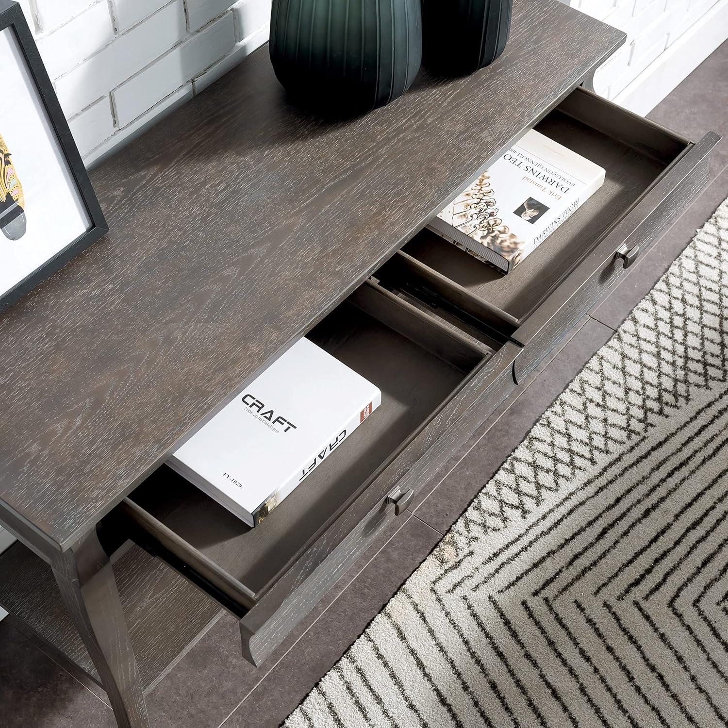 image:imageLeick Home Luna Two Drawer Sofa Table Gray WashRectangular