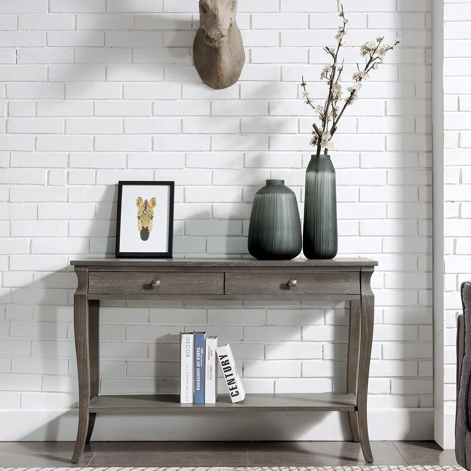 image:imageLeick Home Luna Two Drawer Sofa Table Gray WashRectangular