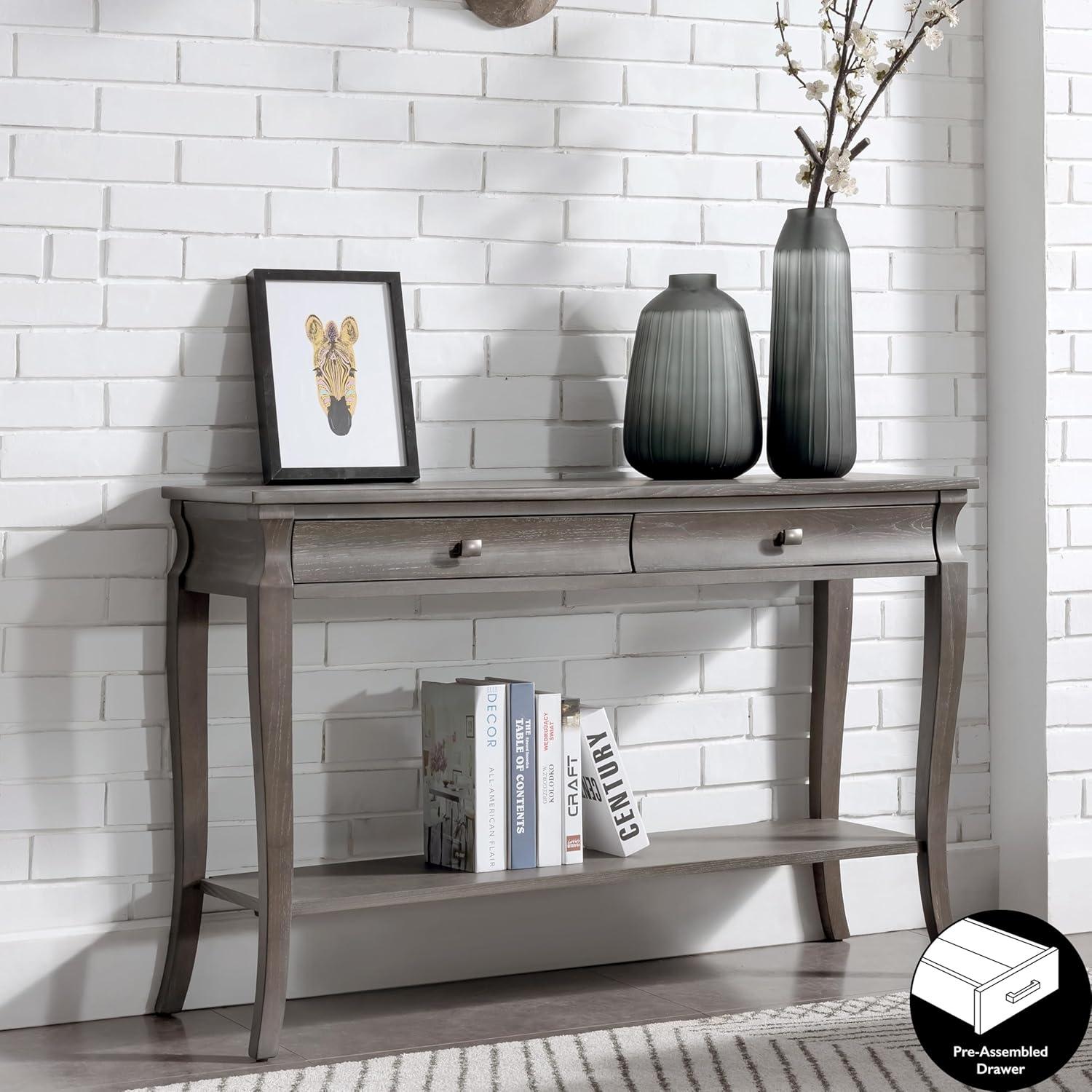 image:imageLeick Home Luna Two Drawer Sofa Table Gray WashRectangular