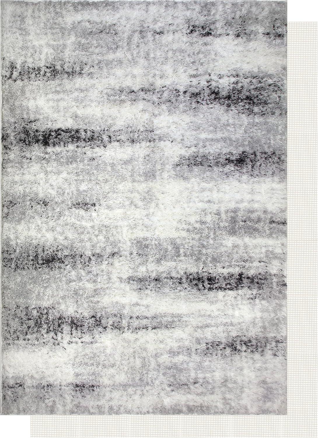 image:imageLeick Home Zielle Area Rug Soft Shag in Painterly Modern with Rug Pad Gray Living Room Bedroom Office Rectangle 53 x 77