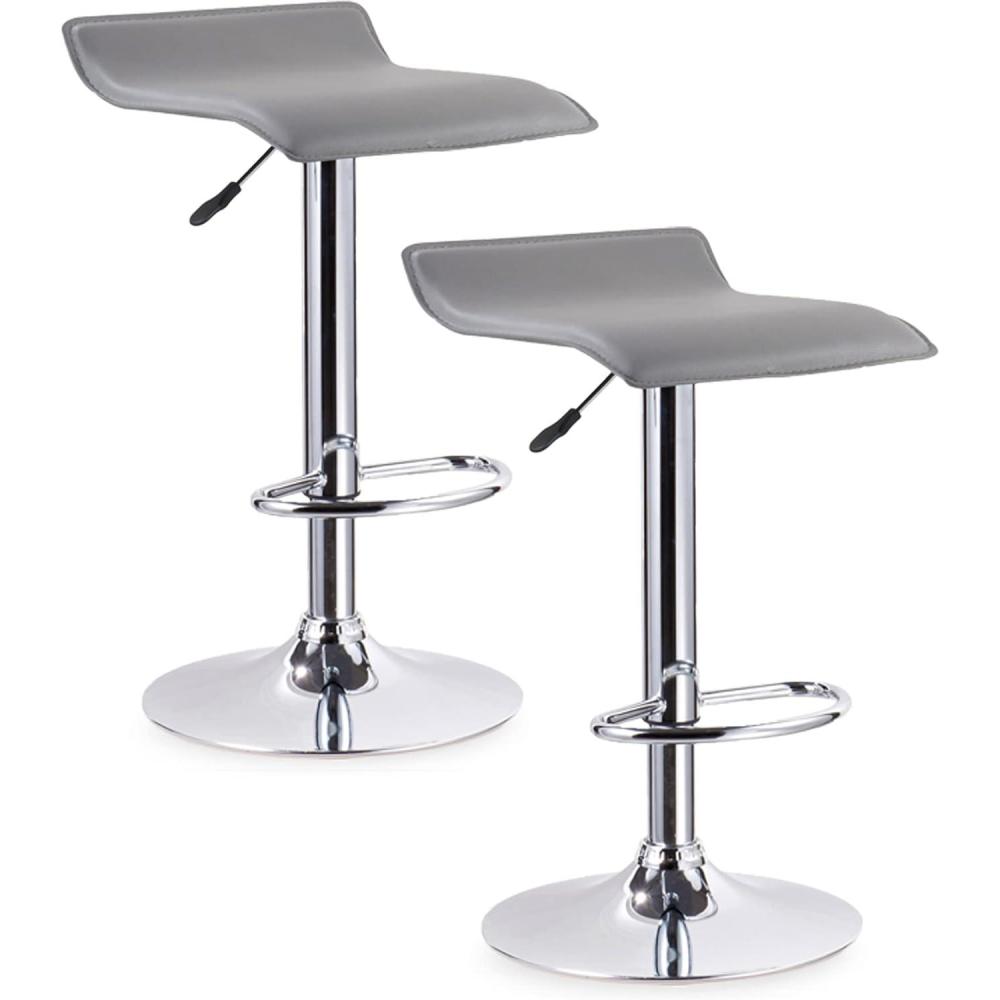 image:imageLeick Home 10042GR Adjustable Swivel Stool with Chrome Base Set of 2 Gray