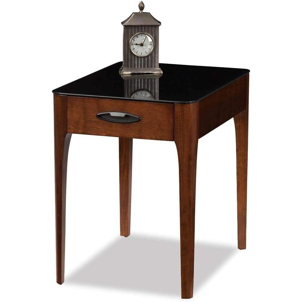 image:imageLeick Home 11132GR Obsidian Black Glass Top Hall Console with Shelf GrayChestnut