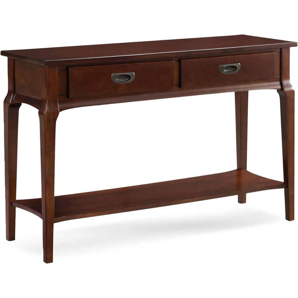 image:imageLeick Home 22033 Stratus Two Drawer Sofa Table with Shelf Heartwood Cherry