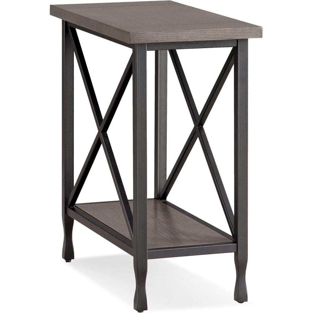 image:imageLeick Home 23400 Chisel amp Forge Writing Computer Desk with Drop Front Keyboard Drawer Smoke Gray and Matte BlackNarrow End Table