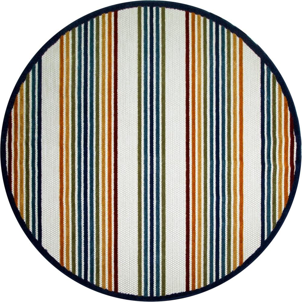 image:imageLeick Home 595041 Blithe Colorful Line Indoor Outdoor Area Rug Round 53