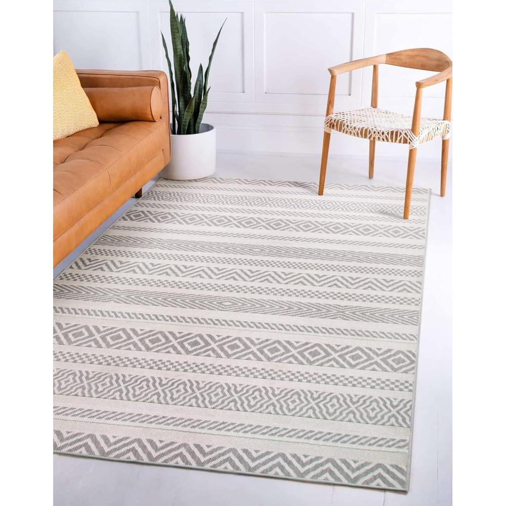 image:imageLeick Home 595777 Everald MultiPattern Indoor Outdoor Area Rug Rectangle 3x5