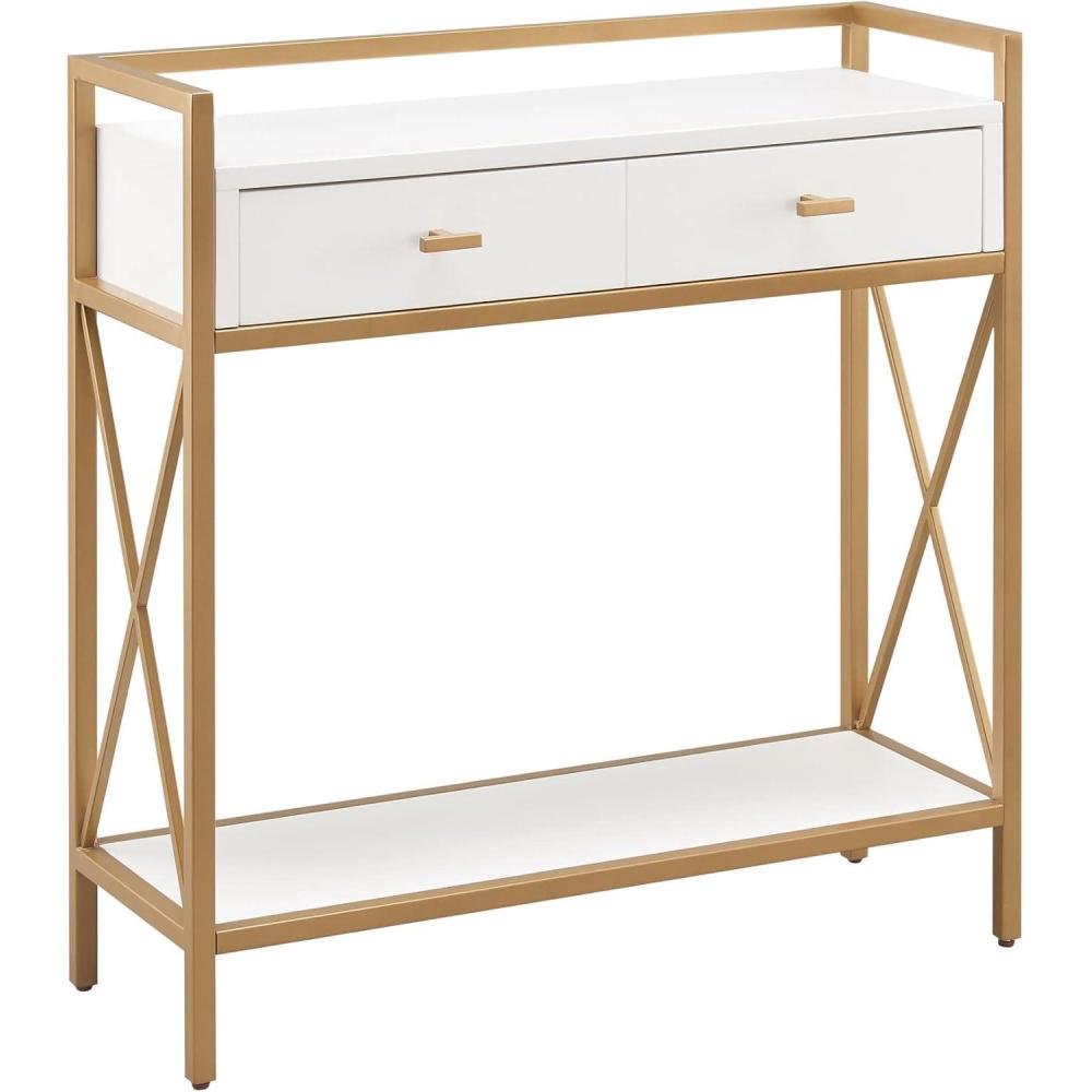 image:imageLeick Home 9231WTGL Claudette Mixed Metal and Wood Hall Stand WhiteGold
