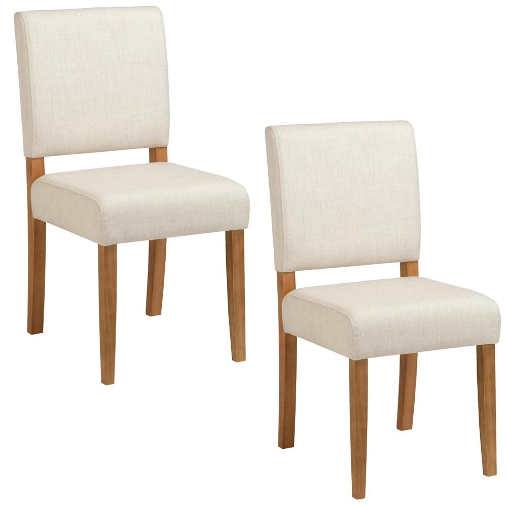 image:imageLeick Home Brax Dining Chair with Upholstered Back and Wood Base Set of 2 for Dining Room Modern Chairs in Natural White Sand 214452
