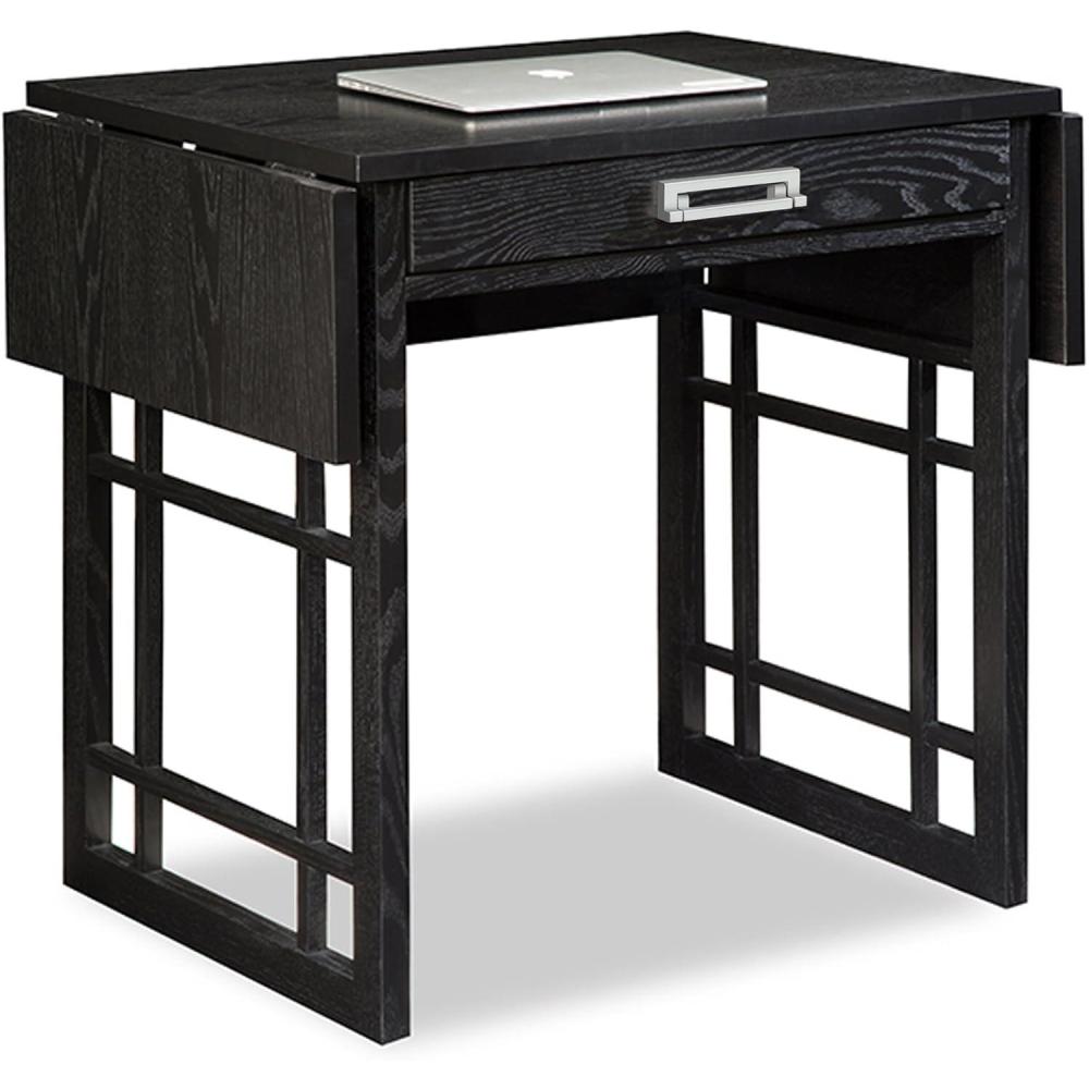 image:imageLeick Oak Drop Leaf ComputerWriting Desk BlackBlack
