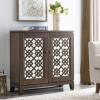 Leick Home 10083-WA Mirrored Diamond Filigree Hallstand/Entryway Table with Adjustable Shelf, Walnut(Walnut)