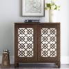 Leick Home 10083-WA Mirrored Diamond Filigree Hallstand/Entryway Table with Adjustable Shelf, Walnut(Walnut)
