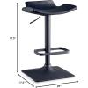 Leick Home 10138BL Adjustable Height Swivel Stool with Matte Black Base, Set of 2, Black