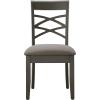 Leick Home 10184-GSMH Wood Double Cross Back Dining Chair, Set of 2, Graystone with Moss Heather Seat