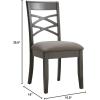Leick Home 10184-GSMH Wood Double Cross Back Dining Chair, Set of 2, Graystone with Moss Heather Seat