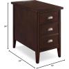Leick Home 10508 Laurent Cabinet End Table with Top Drawer, Door and 2-plug AC/USB Outlet, Chocolate Cherry