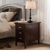 Leick Home 10508 Laurent Cabinet End Table with Top Drawer, Door and 2-plug AC/USB Outlet, Chocolate Cherry