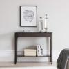 Leick Home 11132-GR Obsidian Black Glass Top Hall Console with Shelf, Gray(Grey)