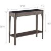 Leick Home 11132-GR Obsidian Black Glass Top Hall Console with Shelf, Gray(Grey)
