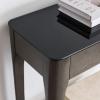 Leick Home 11132-GR Obsidian Black Glass Top Hall Console with Shelf, Gray(Grey)