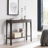 Leick Home 11132-GR Obsidian Black Glass Top Hall Console with Shelf, Gray(Grey)