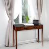 Leick Home 11132-GR Obsidian Black Glass Top Hall Console with Shelf, Gray(Obsidian Black)