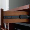 Leick Home 11286 Ironcraft Rustic Two Drawer Metal and Wood Corner TV Stand with Adjustable Shelves for 55″ TV’s, Mission Oak/Black
