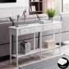 Leick Home 214445 Coastal Nightstand One Drawer Side Table with USB-C Fast Charging Station AC/USB Charger and Shelf, 2-Pack, Swan Black(Orchid White)