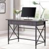 Leick Home 23400 Chisel & Forge Writing Computer Desk with Drop Front Keyboard Drawer, Smoke Gray and Matte Black(Modern)