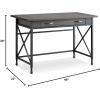 Leick Home 23400 Chisel & Forge Writing Computer Desk with Drop Front Keyboard Drawer, Smoke Gray and Matte Black(Modern)