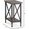 Leick Home 23400 Chisel & Forge Writing Computer Desk with Drop Front Keyboard Drawer, Smoke Gray and Matte Black(Narrow End Table)