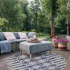 Leick Home 594978 Cusp Gray with Blue Moroccan Pattern Indoor Outdoor Area Rug Round 5’3″
