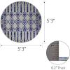 Leick Home 594978 Cusp Gray with Blue Moroccan Pattern Indoor Outdoor Area Rug Round 5’3″
