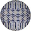 Leick Home 594978 Cusp Gray with Blue Moroccan Pattern Indoor Outdoor Area Rug Round 5’3″