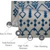 Leick Home 594986 Cusp Gray with Blue Moroccan Pattern Indoor Outdoor Area Rug Rectangle 6’7″x9’6″