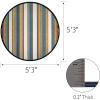 Leick Home 595041 Blithe Colorful Line Indoor Outdoor Area Rug Round 5’3″