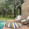 Leick Home 595041 Blithe Colorful Line Indoor Outdoor Area Rug Round 5’3″