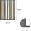 Leick Home 595132 Blithe Colorful Line Indoor Outdoor Area Rug Rectangle 6’7″x9’6″