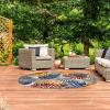 Leick Home 595207 Talipot Palm Indoor Outdoor Area Rug Round 5’3″